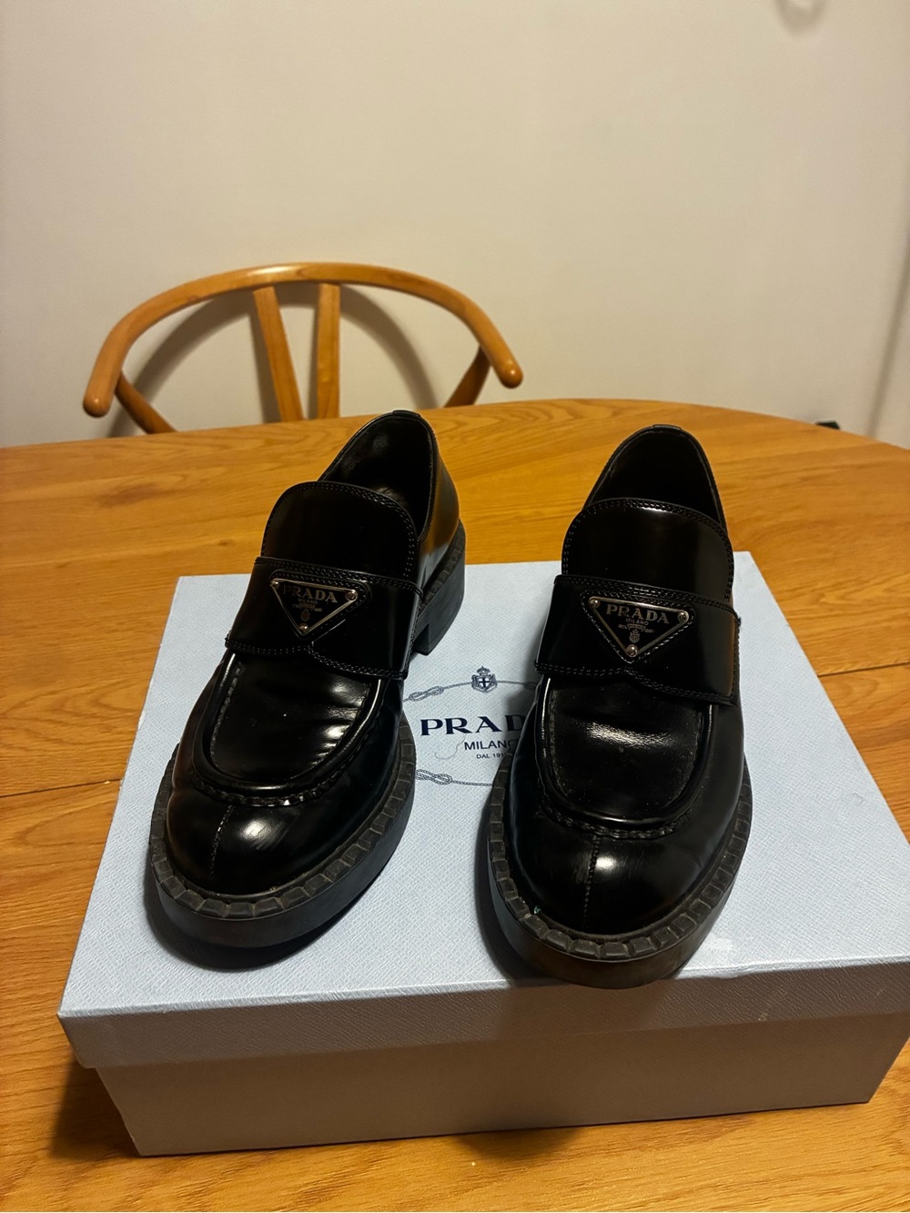 Prada Black Leather Loafers